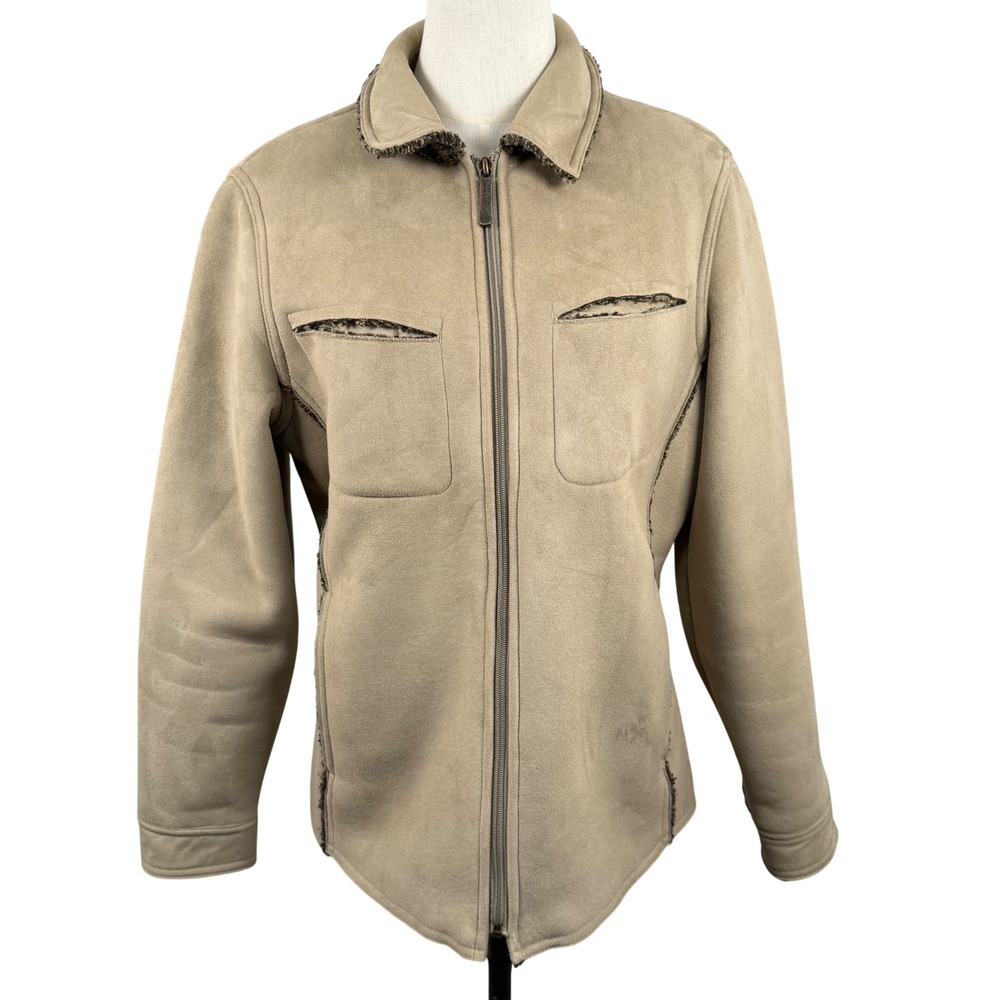 Vintage 90s Heritage Woolrich M Full Zip Jacket Faux Suede Sherpa Lined 2308 Y2K